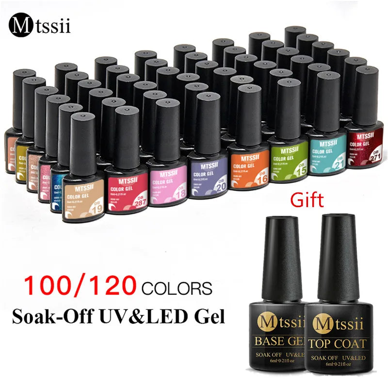 Gel Nail Polish Set – Up to 120 Colors, UV/LED Soak Off with Base & Top Coat