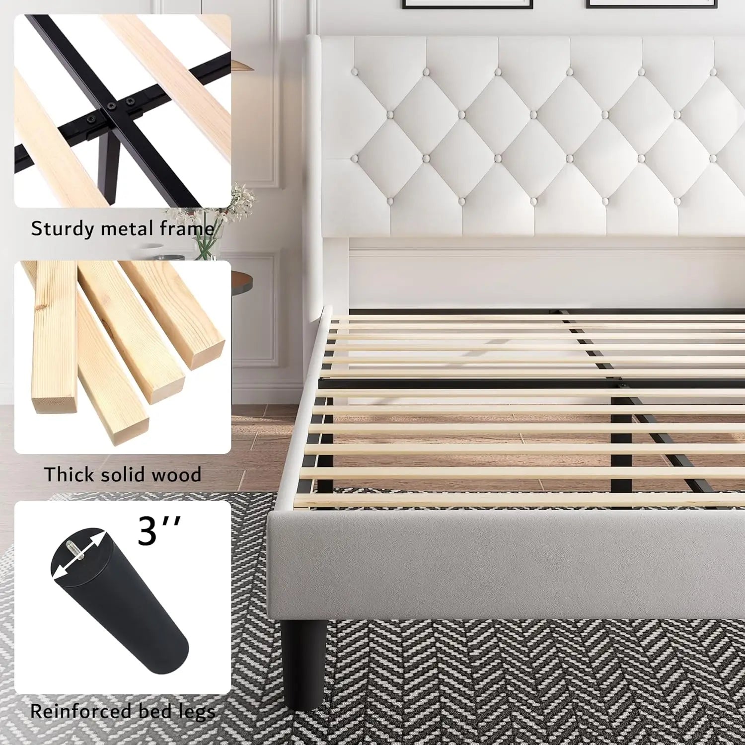 Queen Velvet Platform Bed with Storage