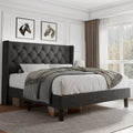 Queen Velvet Platform Bed with Storage