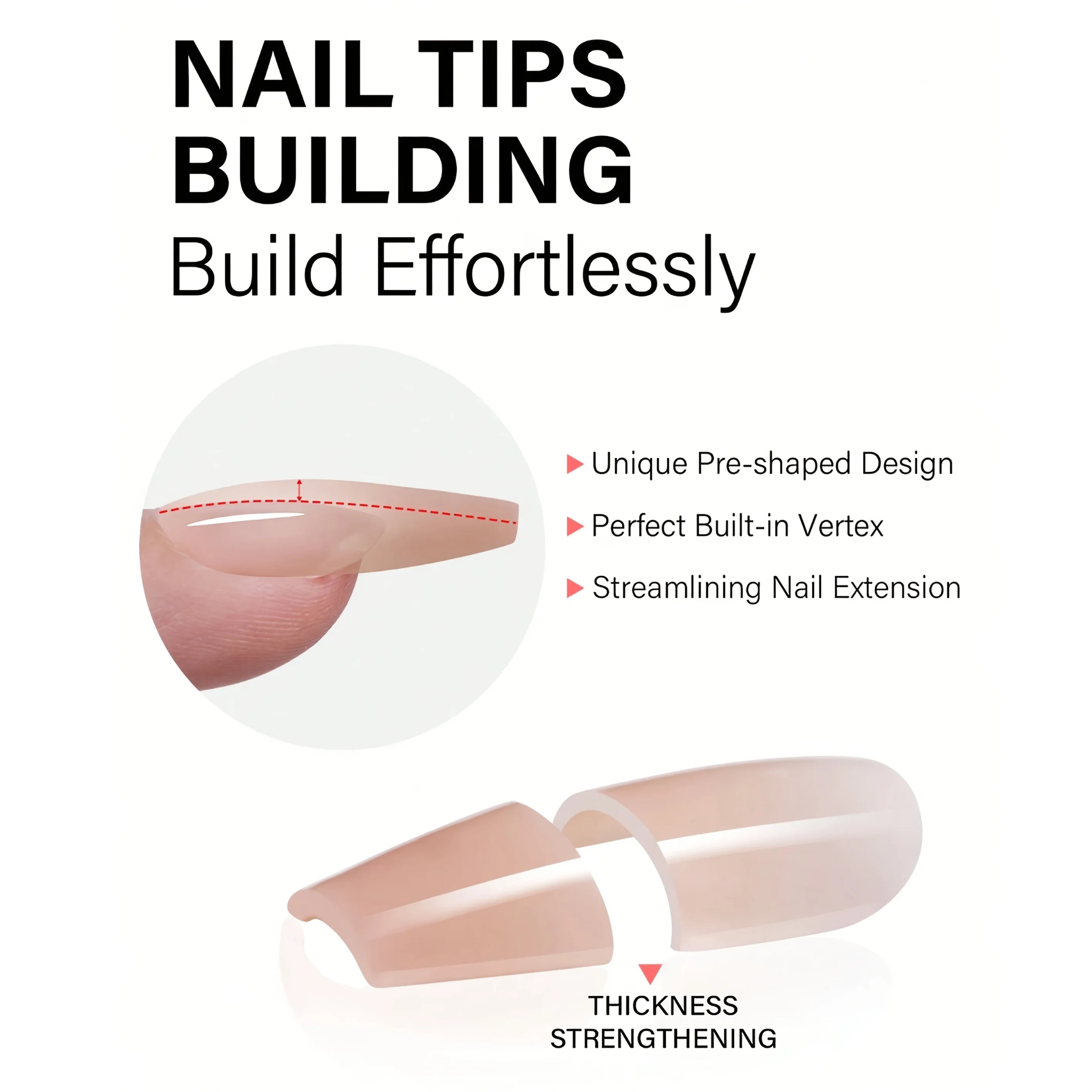 Acrylic Nail Tips Box – 112/140Pcs 5-Color Short Coffin, Almond, Oval & Square Shapes
