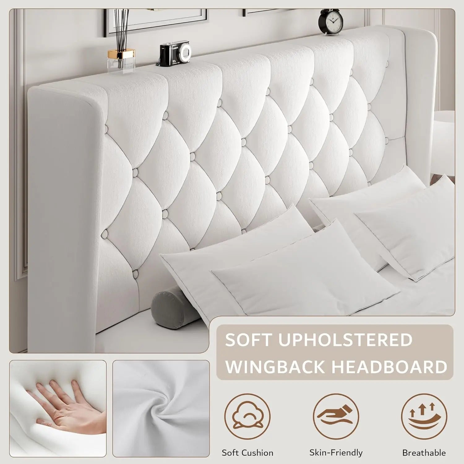 Queen Velvet Platform Bed with Storage