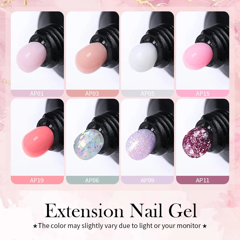 BORN PRETTY Extension Nail Gel – 30ml Soak Off UV Gel with Glitter & Sequins