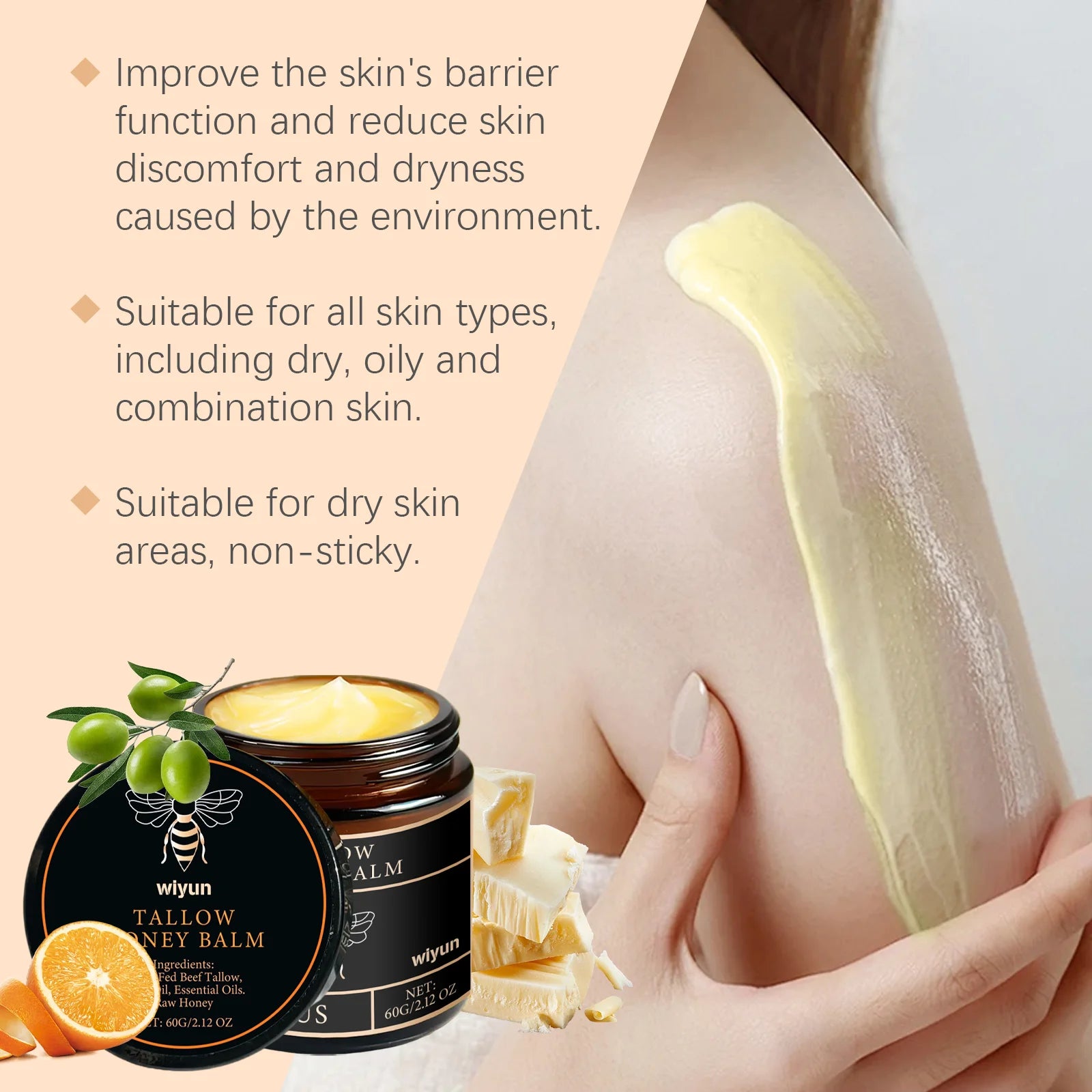 Tallow & Honey Glow Cream – Hydrating Face & Body Moisturizer