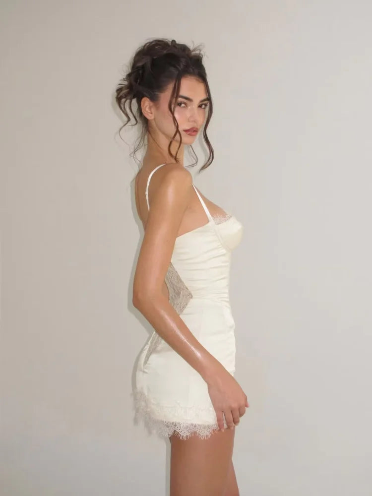 Lace Corset Spaghetti Strap Mini Dress