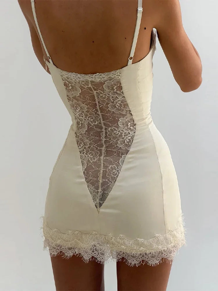 Lace Corset Spaghetti Strap Mini Dress