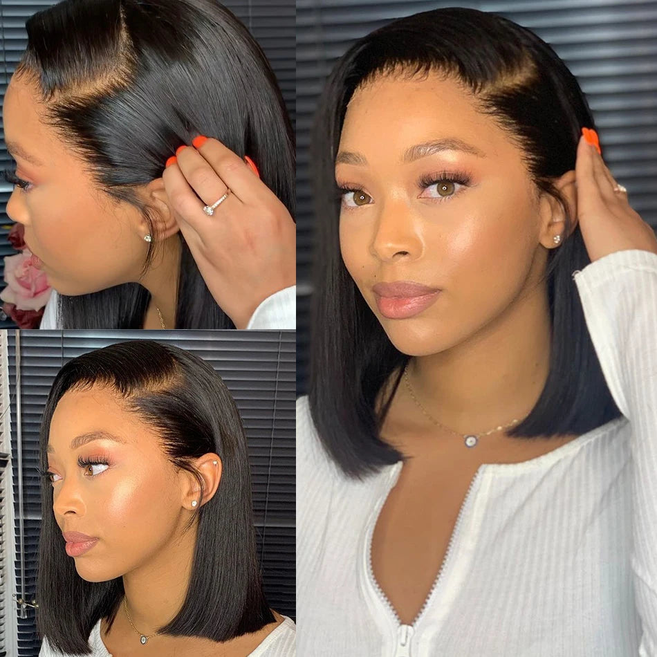 Bone Straight Short Bob Wig Lace Front