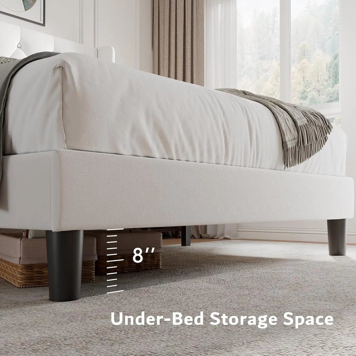 Queen Velvet Platform Bed with Storage