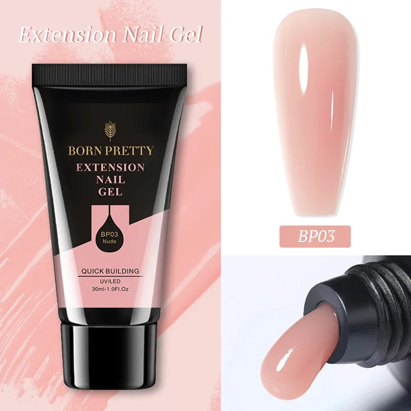 BORN PRETTY Extension Nail Gel – 30ml Soak Off UV Gel with Glitter & Sequins