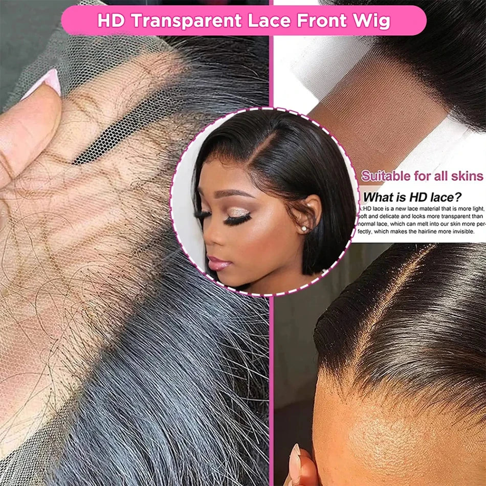 Bone Straight Short Bob Wig Lace Front