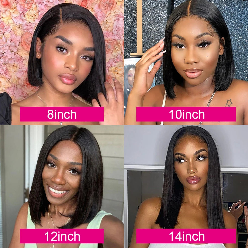 Bone Straight Short Bob Wig Lace Front