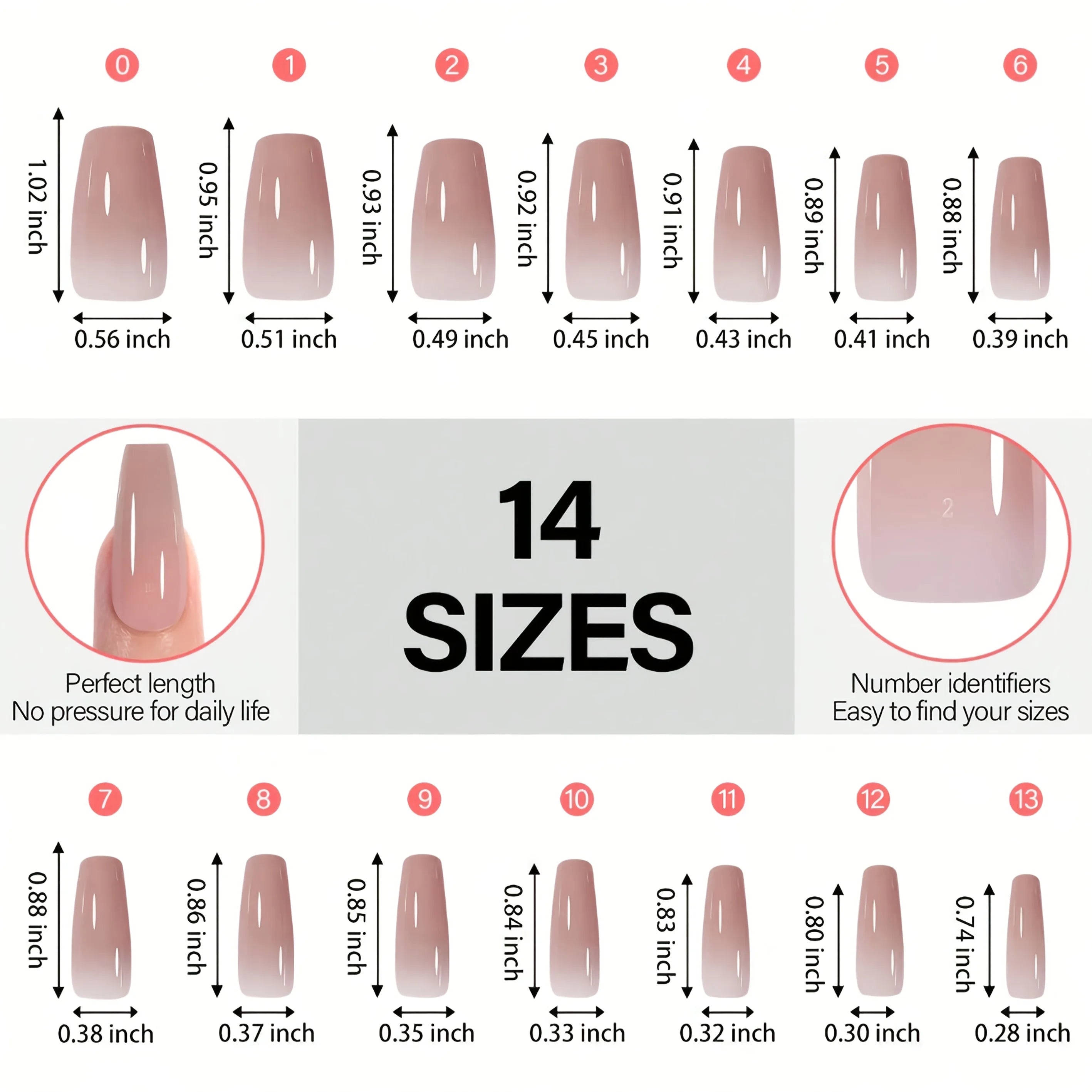 Acrylic Nail Tips Box – 112/140Pcs 5-Color Short Coffin, Almond, Oval & Square Shapes