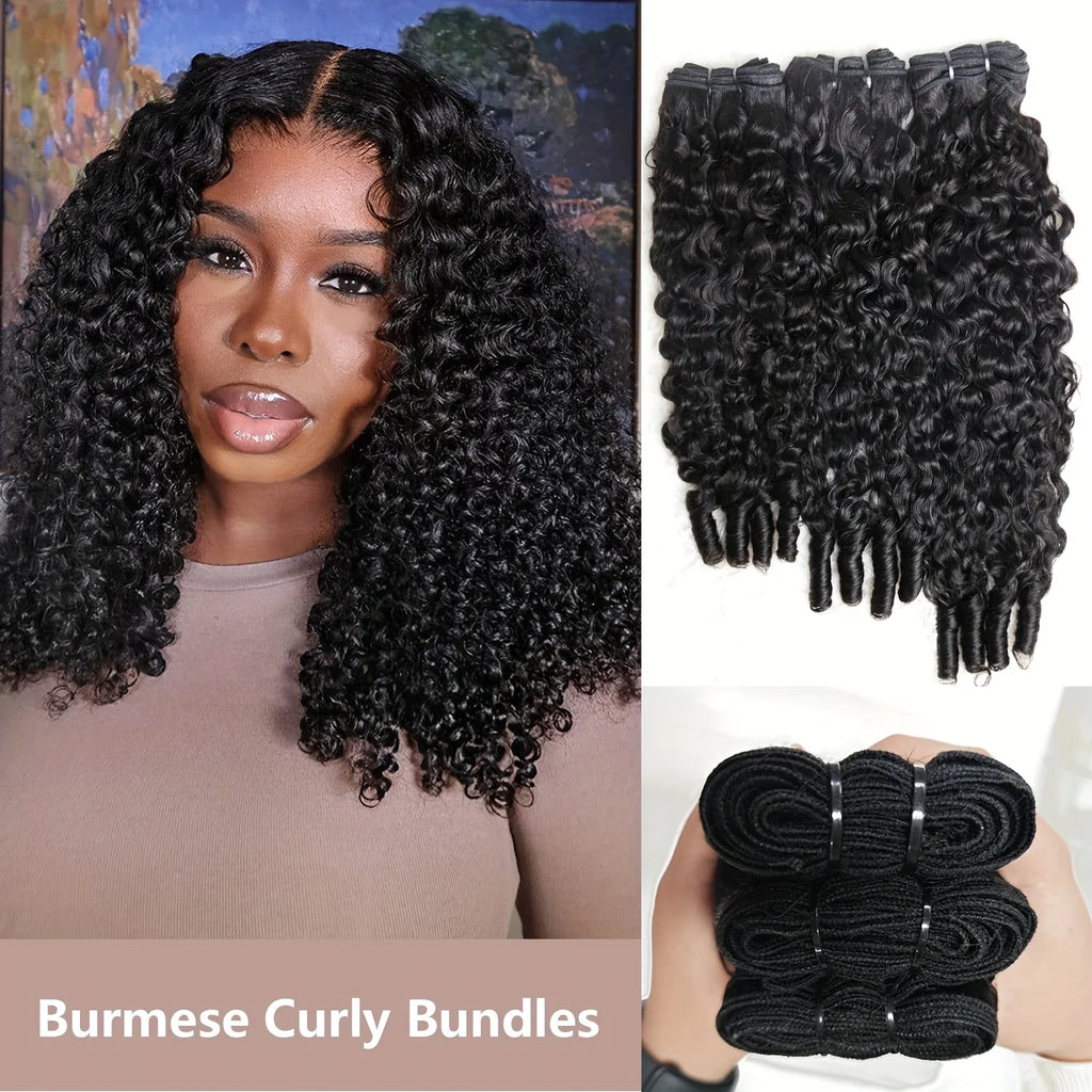 Burmese Curly Human Hair Bundles