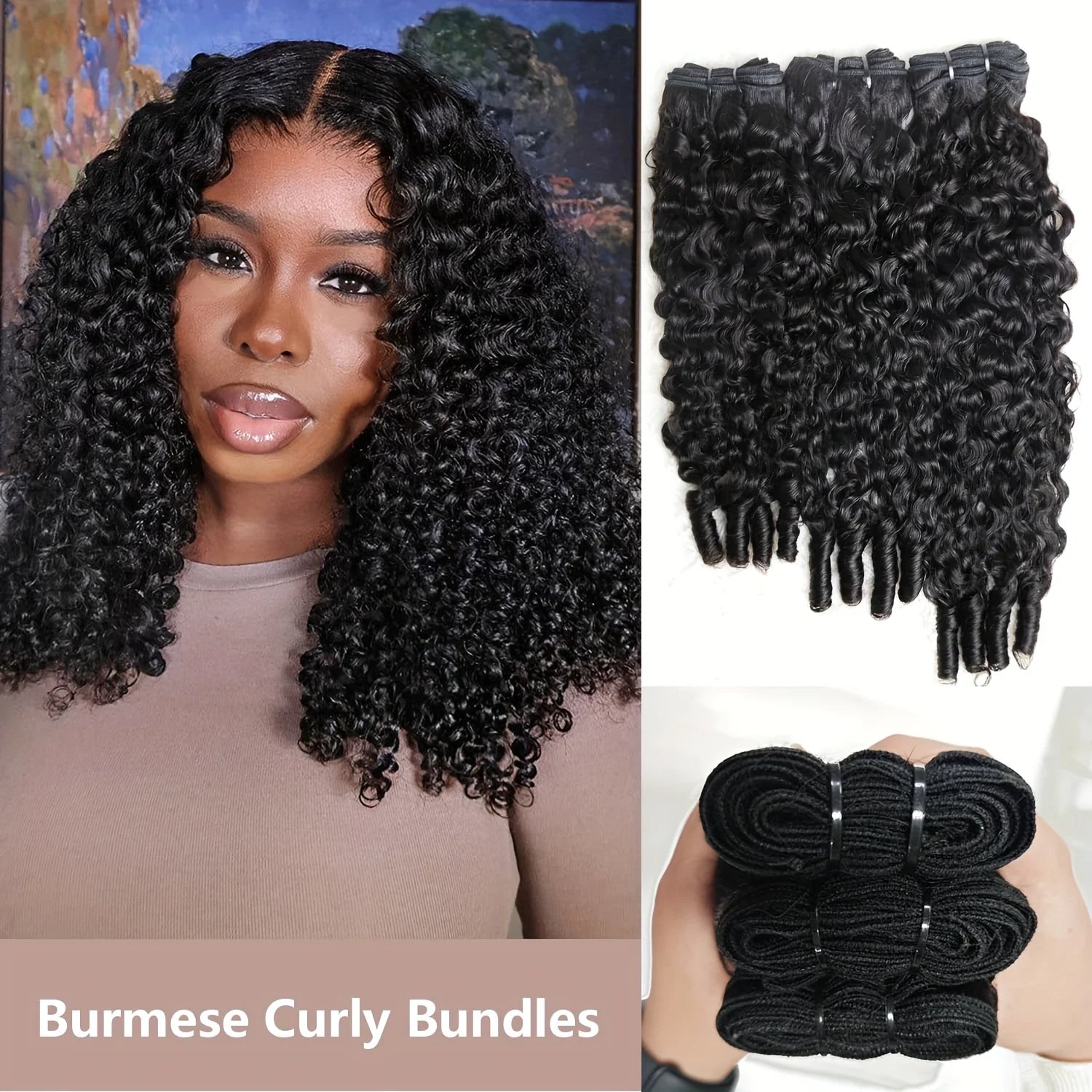 Burmese Curly Human Hair Bundles