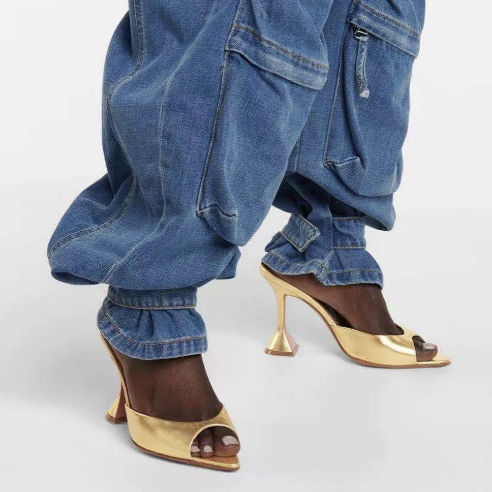 Wine Glass Heel Pointed Sandals